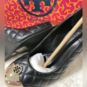 Toryburch Quited wedge black / gold logo